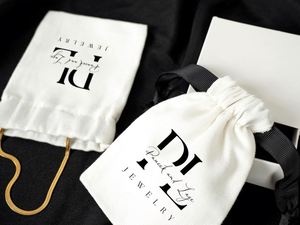 Wholesale Small Personalized Printed Cotton Canvas Jewelry Beauty Products <b>Pouch</b> with Ribbon for Elegant Gift Packaging - Product Image 4