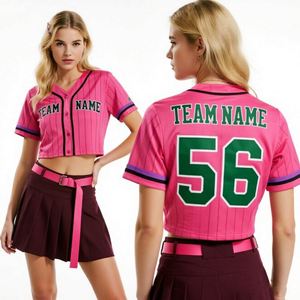 Custom Unisex Crop Top Shirt Cheerleading Uniform <b>Mesh</b> Button Printed Full Sublimation Pinstripe Baseball Plus Size - Product Image 3