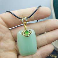 Collier Pendentif Wushipai en Imitation Jade PFT avec Fermoir de Sécurité, Chaîne Longue pour Pull en Jade de Hotan