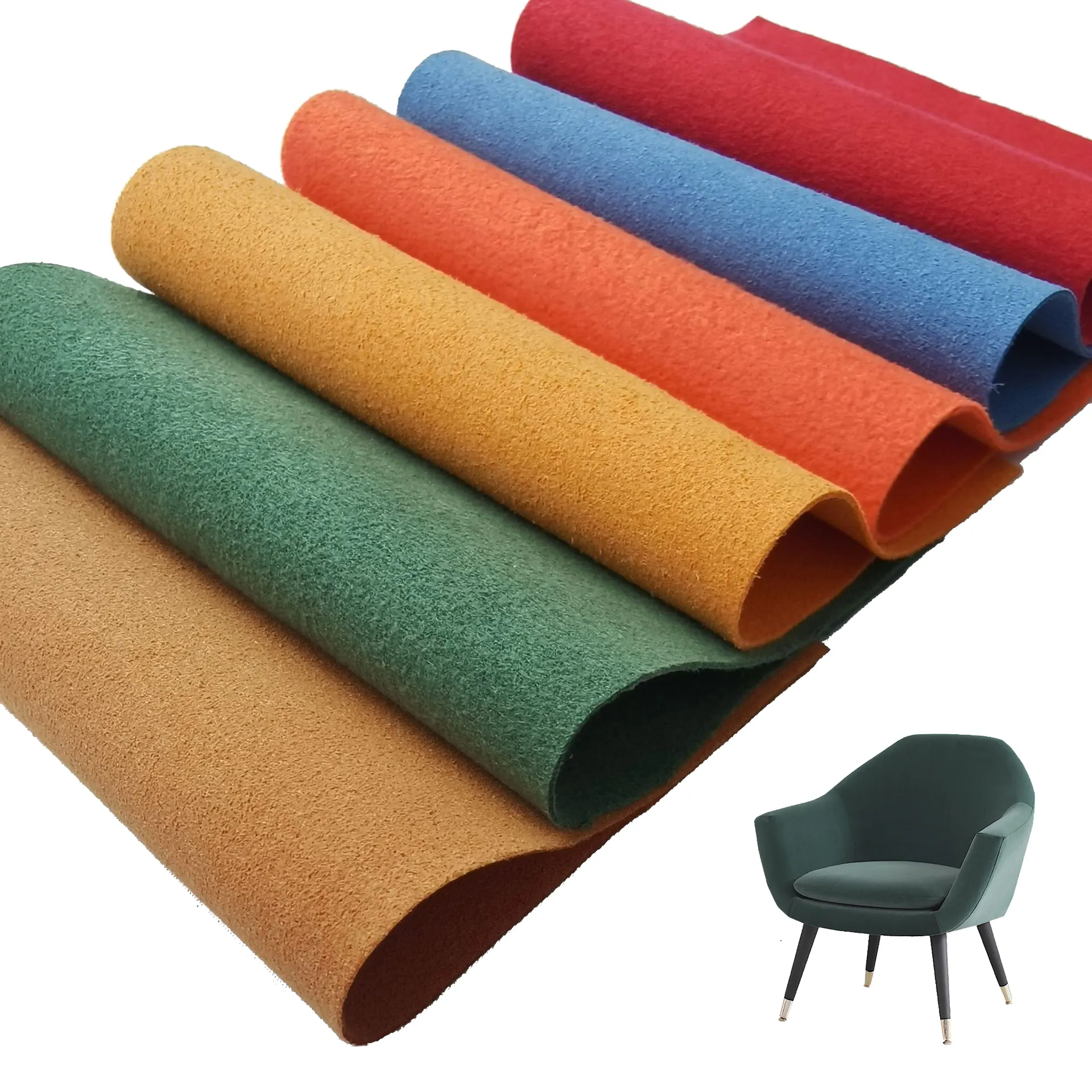 Fabric for Shoes Making Material Car Seat for Making Chair Sofa Faux Leather Double Face Suede Microfiber Green Color Woven