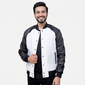 Nueva chaqueta universitaria de talla grande para hombre con logotipo personalizado bordado NEGRO a prueba de viento Letterman CollegeBaseballjacket para hombre - Product Image 1