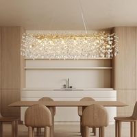 Lustre moderne en cristal en forme de branches d'arbre pour salle à manger, luminaire suspendu rectangulaire en forme de goutte de pluie