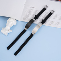 Bracelet En Gros Personnalisable Grande Barre en Acier Inoxydable Bracelet Manchette Ajustable en Silicone pour Couple Cadeau