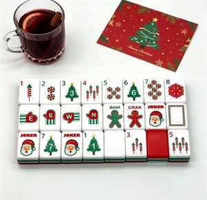 Tuiles de Mahjong de Noël en Acrylique Motif Bonhomme en Pain d'Épices 30x23x13mm, 160 Pièces, Ensemble Cadeau de Noël avec Père Noël et Sapin - Product Image 5