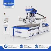 Routeur CNC multi-têtes 1530 à quatre procédés avec lame de scie pour la fabrication de meubles en bois en usine