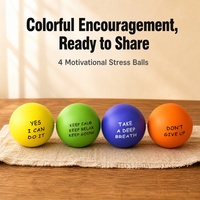 Coffret Cadeau Anti-Stress : 4 Balles à Presser Motivationnelles en Mousse Souple avec Citations Positives – Restez Calme, Respirez – Idéal pour le Bureau