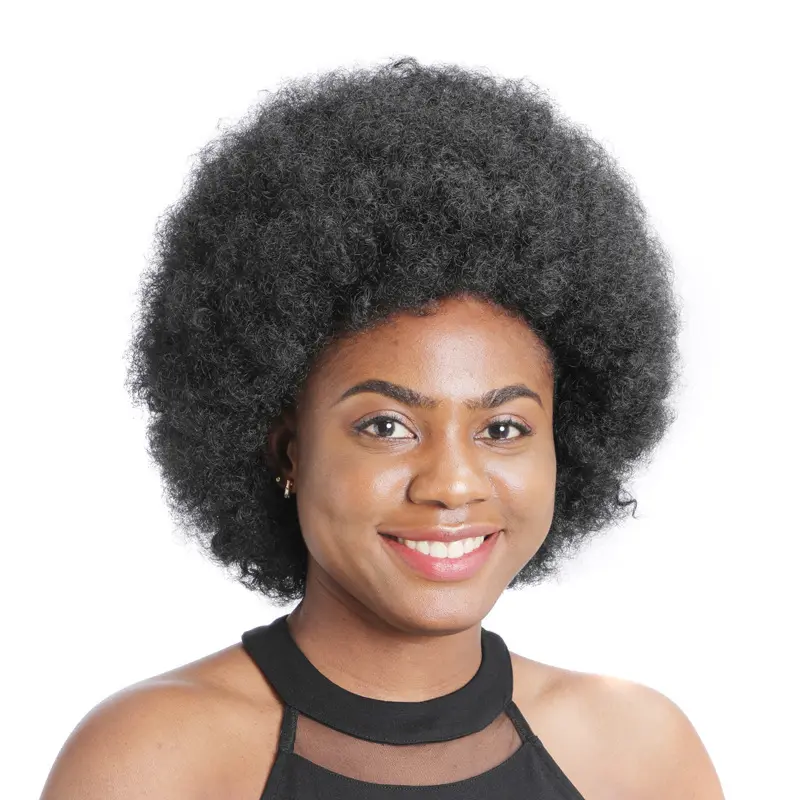 African fashion girls party heat resistant synthetic kinky curly puff afro short wig for black women glueless cosplay wigs