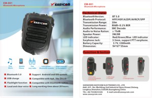 Mới Xách Tay Không Dây Màu Xanh Răng <span class=keywords><strong>Microphone</strong></span> Zello PTT Walkie Talkie Ứng Dụng Thông Minh BT5.0 EM-801 - Product Image 2