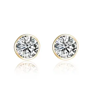 925 Sterling Silver SW Stone Bling Earrings Ladies Accessories 18 K Gold Jewelry