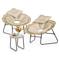 Ensemble de meubles de patio en osier en forme de fleur, table et chaises de bistrot en rotin avec pieds réglables