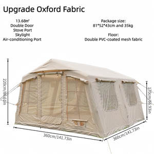 <span class=keywords><strong>Tente</strong></span> de camping gonflable pour 4 à 6 personnes, 13,2 m², facile à gonfler, 4 saisons, imperméable, avec pompe manuelle pour le camping familial en week-end - Product Image 3