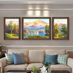 3 pièces de peintures montagne lac paysage salon grandes peintures murales pour la décoration de la maison - Product Image 3
