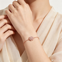 Bracelet à maillons en argent 925 plaqué or rose, serti de zircons brillants, pour femme, luxe, certifié original