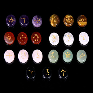 Juego de Piedras de Cristal Curativas con Runas de Bruja Gitana Grabadas Naturalmente, Curación, Miguel, Ranahael <span class=keywords><strong>Gabriel</strong></span>, Uriel 25mm 5mm - Product Image 2
