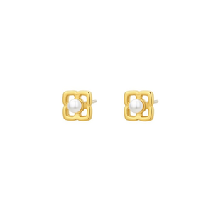 Boucles d'oreilles clous Amy Amy en fausses perles plaquées or 18 carats, perles blanches rondes, style minimaliste, pour usage quotidien, bijoux pour femmes PE2692 - Product Image 1