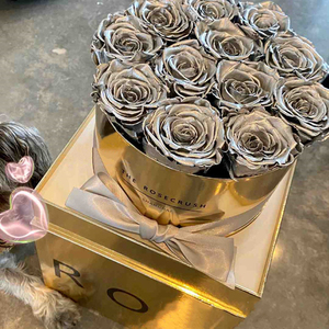 Hộp Quà Tặng Hoa Giấy Bạc Vàng Kim Loại Sáng Bóng Hộp Mũ Đóng Gói Hoa Hồng Bảo Quản Ngăn Kéo Vuông Có Ngăn Kéo Cho Cửa Hàng Hoa - Product Image 3