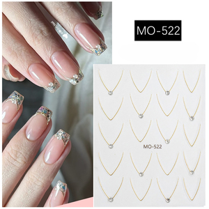 Autocollants pour ongles effet bronze style français, motifs cœur ajouré, petite fleur, strass, décalcomanies pour nail art, autocollants pour ongles avec logo personnalisé - Product Image 6