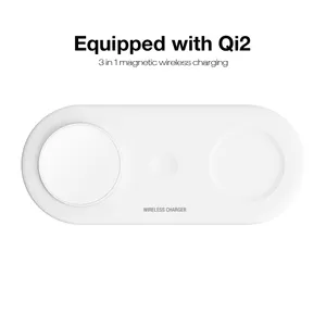 2024 Customized Gifts Qi2 3 In 1 Magnetic Wireless Charger Stand 15W Fast Charger For Phone 15 14 13 12 Pro Max