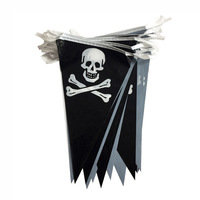 Nouveau drapeau guirlande pirate Jolly Roger pour fêtes, bars, clubs sportifs, écoles, festivals, célébrations - 16,5 pieds