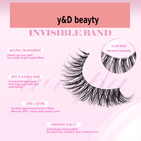 Faux cils en fibres végétales faites à la main, sans cruauté, effet œil de chat, bande transparente, doux, légers, aspect naturel, 3D, 7 paires, vente en gros