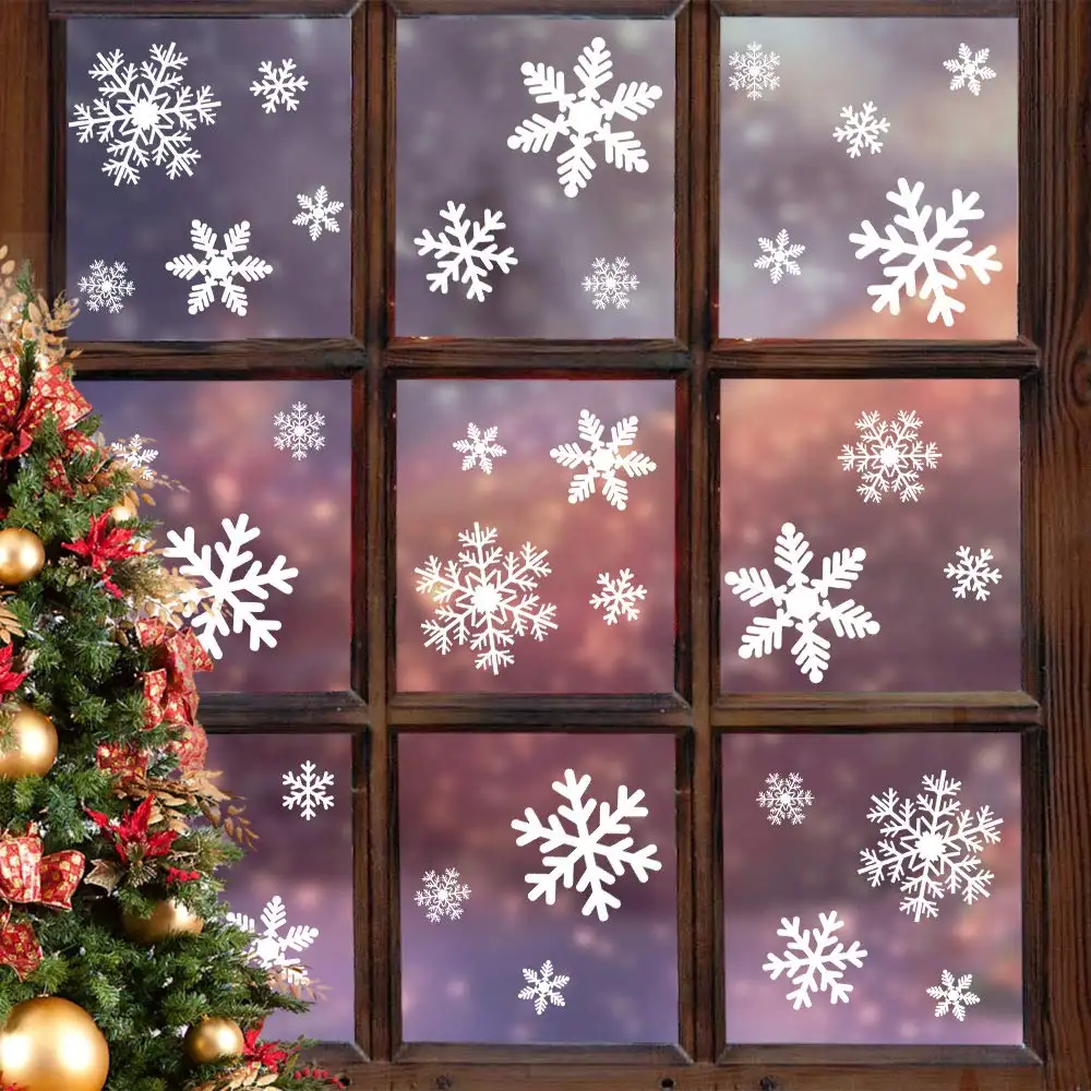 Weihnachts fenster klammert sich Schneeflocken Fenster Aufkleber Statische Aufkleber für Weihnachts dekorationen Fenster Ornamente Weihnachts feier Lieferant