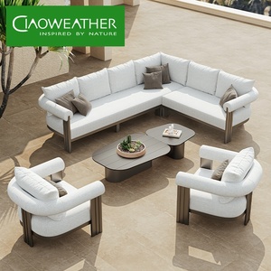 Ensemble de canapés de luxe modernes <span class=keywords><strong>en</strong></span> aluminium <span class=keywords><strong>en</strong></span> forme de L, mobilier de jardin, mobilier de piscine <span class=keywords><strong>en</strong></span> métal, canapés d'extérieur - Product Image 4