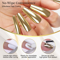Vernis de finition sans résidu pour poudre chromée, non collant, haute brillance, transparent, gel polish TPO sans HEMA, base effet miroir chromé