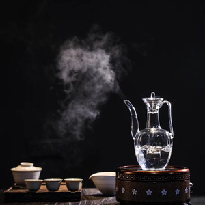 Théière en verre transparent avec couvercle, petite théière résistante à la chaleur pour usage domestique, style dynastie Song, design à tenir à la main - Product Image 2
