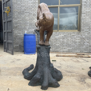 Guardiano leone <span class=keywords><strong>2</strong></span> Set giardino scultura cortile statua bronzo Mgo porta statuetta Patio - Product Image 3