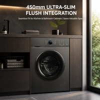Lave-linge/sécheuse tout-en-un avec moteur BLDC 10 kg, boîtier en acier inoxydable, classe énergétique A, lavage rapide en 15 min, tambour cubique 3D
