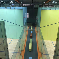 Offres Spéciales personnalisé squash intérieur cour mur de verre montage avec lampes et parquet pour terrains de squash