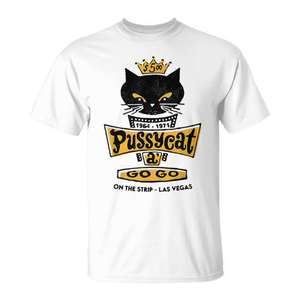 Camiseta Pussycat Go Go On The Strip Las Vegas, unisex, blanca, cuello redondo, manga corta, promocional para adultos - Product Image 1