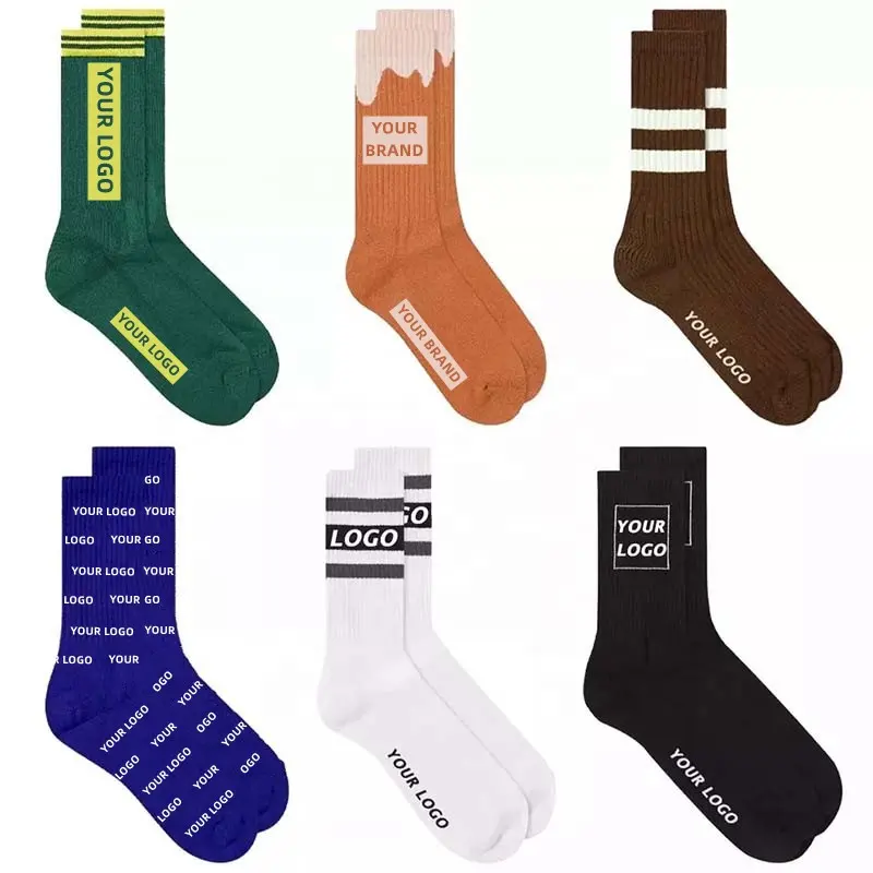 Custom Socks Design Own Logo Crew Socks No Minimum Order Private Your Label Bamboo Cotton Black Man Sport Sock Elite calcetines