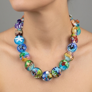 Perle in Vetro di <span class=keywords><strong>Murano</strong></span> Fatte a Mano, Colorate e Personalizzate, con Design di Granchi e Polpi per Creazione di Gioielli da Donna - Product Image 4