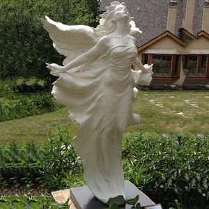 BLVE scultura a grandezza naturale in pietra naturale intagliata a mano in marmo statua da giardino con angelo del cimitero all'aperto in vendita MSJ-37 - Product Image 2