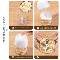 Hachoir à ail électrique premium et efficace en plastique, mini-gadget de cuisine robuste pour hacher l'ail et les légumes, usage domestique