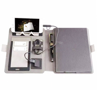 Carnet de notes A5 PU promotionnel avec chargeur sans fil et batterie externe Reliure à coudre en cuir à couverture rigide