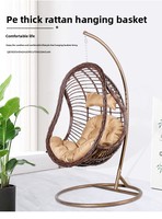Chaise suspendue en rotin blanc tressé pour extérieur, avec support en fer, pour patio, jardin, balcon, chaise balançoire