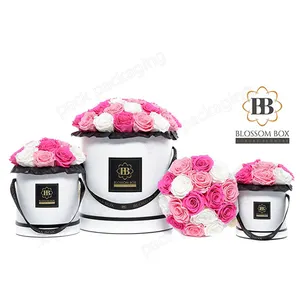 Custom Printing Luxury Cardboard Festival Floral Arrangement Rose Flower Gift Packaging Round Box