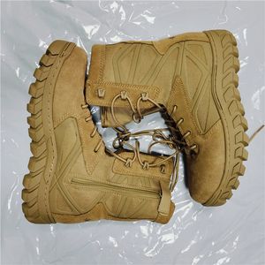 Botas de lona DFA120 color caqui y negro con rayas reforzadas y cremallera lateral en las mangas, botas de lona para bosque y jungla. - Product Image 1