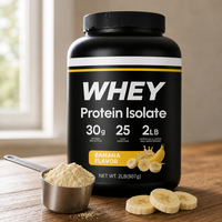 Poudre de protéines de lactosérum à marque privée, saveur banane, complément nutritionnel sportif pour la prise de masse musculaire, OEM ODM, vente en gros