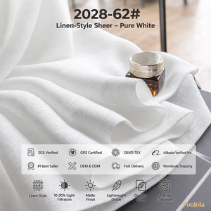 <span class=keywords><strong>Tissu</strong></span> de rideau transparent style lin 171 GSM, tissage uni, filtrant la lumière, finition mate pour hôtels et boutiques - Product Image 1