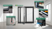Fenêtres à battants modernes Lukliving en alliage d'aluminium à double ouverture avec conception à double charnière et partie fixe insonorisée