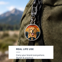 Médaille ronde personnalisée Golden Retriever en alliage de zinc émaillé, pendentif chien, porte-clés, surface lisse, logo gravé sur mesure, cadeau souvenir