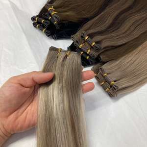 准备发货 天才级纬纱人发接发 超薄无缝纬纱 现货 高光混合染色 渐变色 - Product Image 1