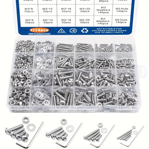 304 Stainless Steel Screw Kit 1220pcs Pan Head Hex Socket Screws Nuts Washers ISO 7380 A2-70 Standard <b>Tool</b> <b>Set</b> - Product Image 4