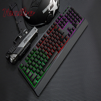 Clavier d'ordinateur Yeaibo pas cher à 104 touches, LED coloré, étanche, pour ordinateur de bureau, ensemble filaire, silencieux, standard, pour le jeu et le bureau