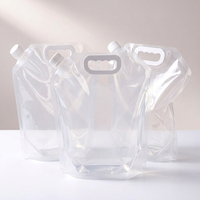 Pochette souple transparente robuste en PE de 0,2 mm avec bec verseur, poignée supérieure en plastique et bouchon à vis pour recharge de jus liquide
