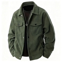 Chemise-veste décontractée sportive en velours côtelé pour homme, manches longues, col rabattu, simple boutonnage, poches fonctionnelles, vêtement d'extérieur tendance