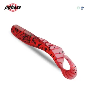 JIGBASS 70mm 2.9g kelompok memancing Texan silikon Tail-Curling Maggot in Nepotism umpan lembut memancing air garam air tawar